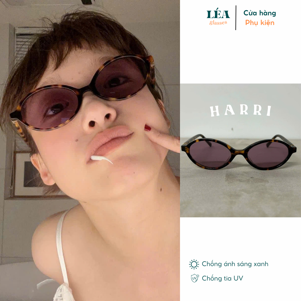 [LÉA GLASSES] Kính mắt Râm HARRI cao cấp Bayonetta Y2K Oval phong cách Vintage