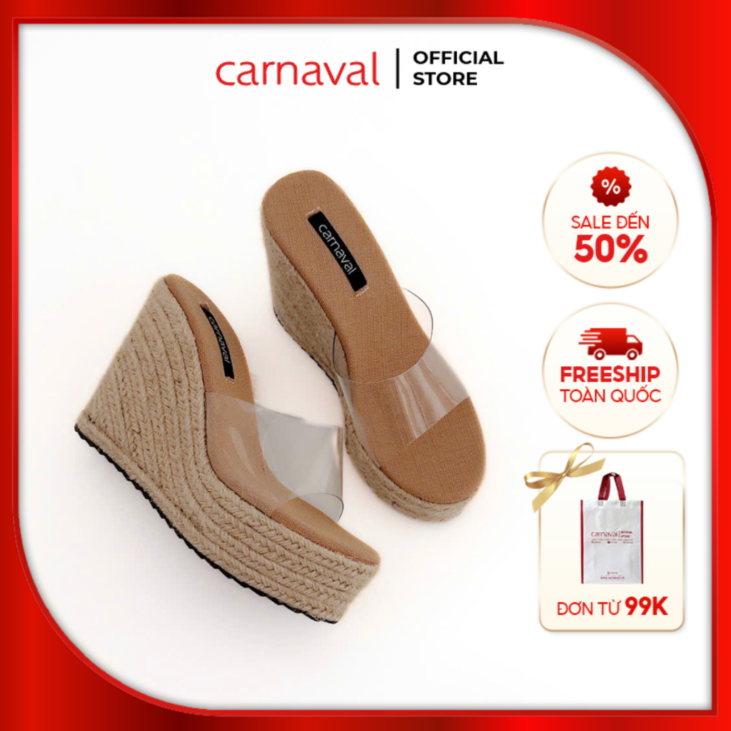 Dép xuồng đế cói Carnaval cao 10 phân siêu xinh - Nâng tầm phong cách, Tự tin tỏa sáng -HCH