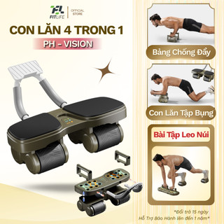 Con Lăn Tập Bụng 4 Bánh 3 Trong 1 - Thiết Bị Tập Chống Đẩy Chuyên Dụng, Leo Núi, Gập Bụng