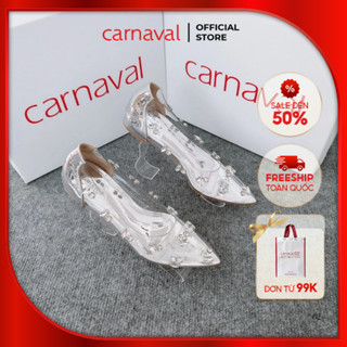 Giày Nữ Carnaval Đính Đá Trong Suốt Mũi Nhọn Hậu Bít Siêu Lấp Lánh - Sang Trọng - VS52