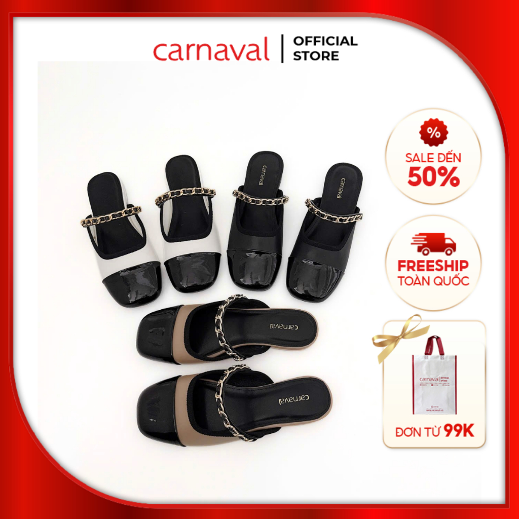 Dép Sục Nữ Carnaval Mũi Vuông Quai Gắn Xích Siêu Sang Trọng, Dễ Đi - VS79