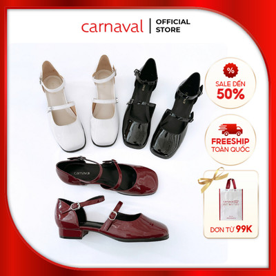 Giày Nữ Đế Bệt Carnaval Cao 2cm Thiết Kế 2 Quai Độc Đáo Hở Giữa Siêu Phong Cách -VS86
