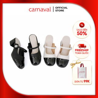 Dép Sục Nữ Carnaval Đế Vuông Cao 3cm Có Quai Ngang Trang Trí Khóa Siêu Sang - VS98
