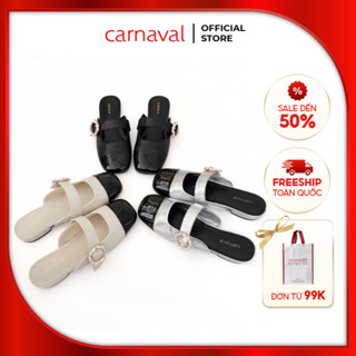 Dép Sục Nữ Carnaval Thiết Kế Quai Ngang Đính Hoa Siêu Xinh Kết Hợp Hai Màu - VS100