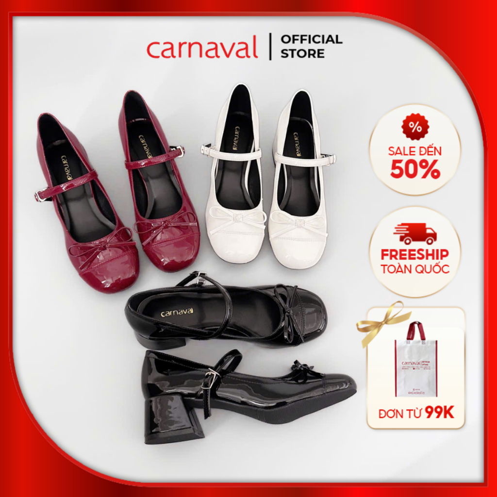 Giày Búp Bê Nữ Cao Gót 4cm Thời Trang Carnaval - Kiểu Dáng Lolita, Phong Cách Tiểu Thư - VS107