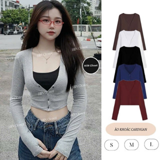 Áo khoác Cardigan fom Croptop ôm body co giãn 4 chiều - Áo khoác dài tay chất zip HiiNCloset -143