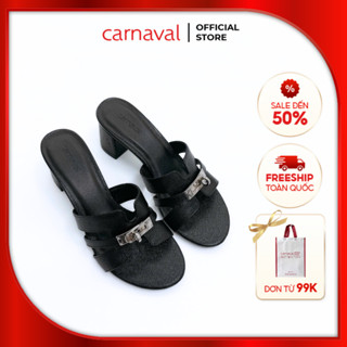  Dép Cao Gót Nữ Chữ H Cao 5cm Sang Trọng Quai Ngang Khóa Kim Loại Carnaval - VS134 