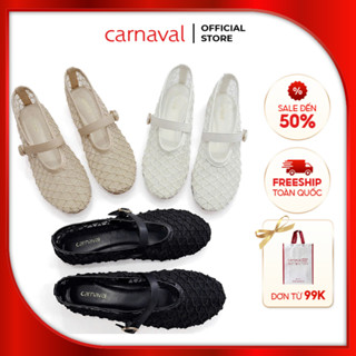 Giày Búp Bê Nữ Carnaval Đế Bằng Lưới Mềm Thoáng Khí, Quai Cài Vintage, Đi Học Đi Làm Đi Chơi - VS151