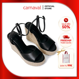  Sandal Đế Xuồng Nữ Carnaval Quai Mảnh Dây Cói Cá Tính HACK DÁNG 11cm - Đi Học Đi Chơi - VS162 