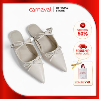 Dép Sục Nữ Carnaval Mũi Nhọn Cột Nơ Dễ Thương, Đế Bệt Thời Trang Công Sở & Dạo Phố - VS177