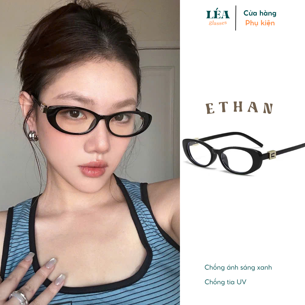 [LÉA GLASSES] Kính mắt chuyên lắp cận ETHAN cao cấp Bayonetta Y2K Oval phong cách Vintage
