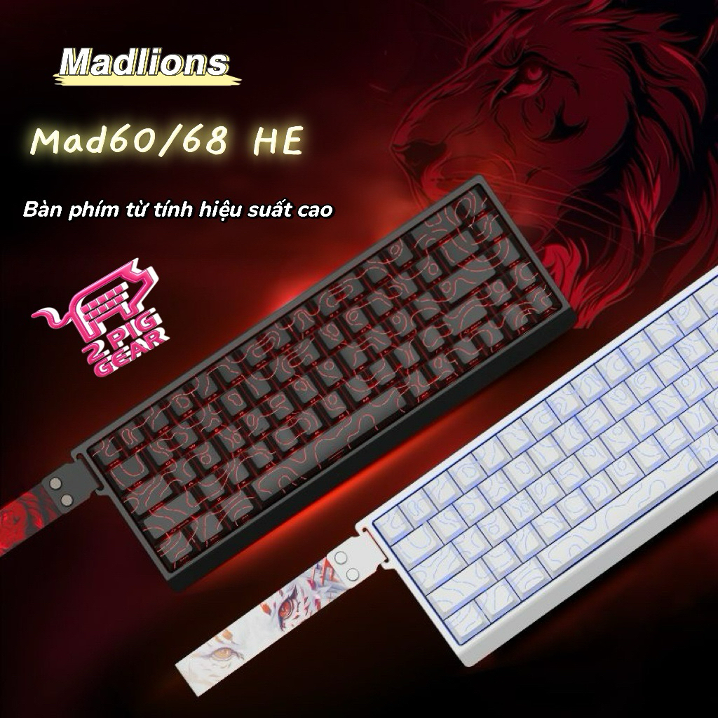 Madlions Mad60/68 HE – Bàn Phím Từ Tính Hall Effect, Độ Trễ 0.125ms, Rapid Trigger 8K hz, Trục Từ Ca