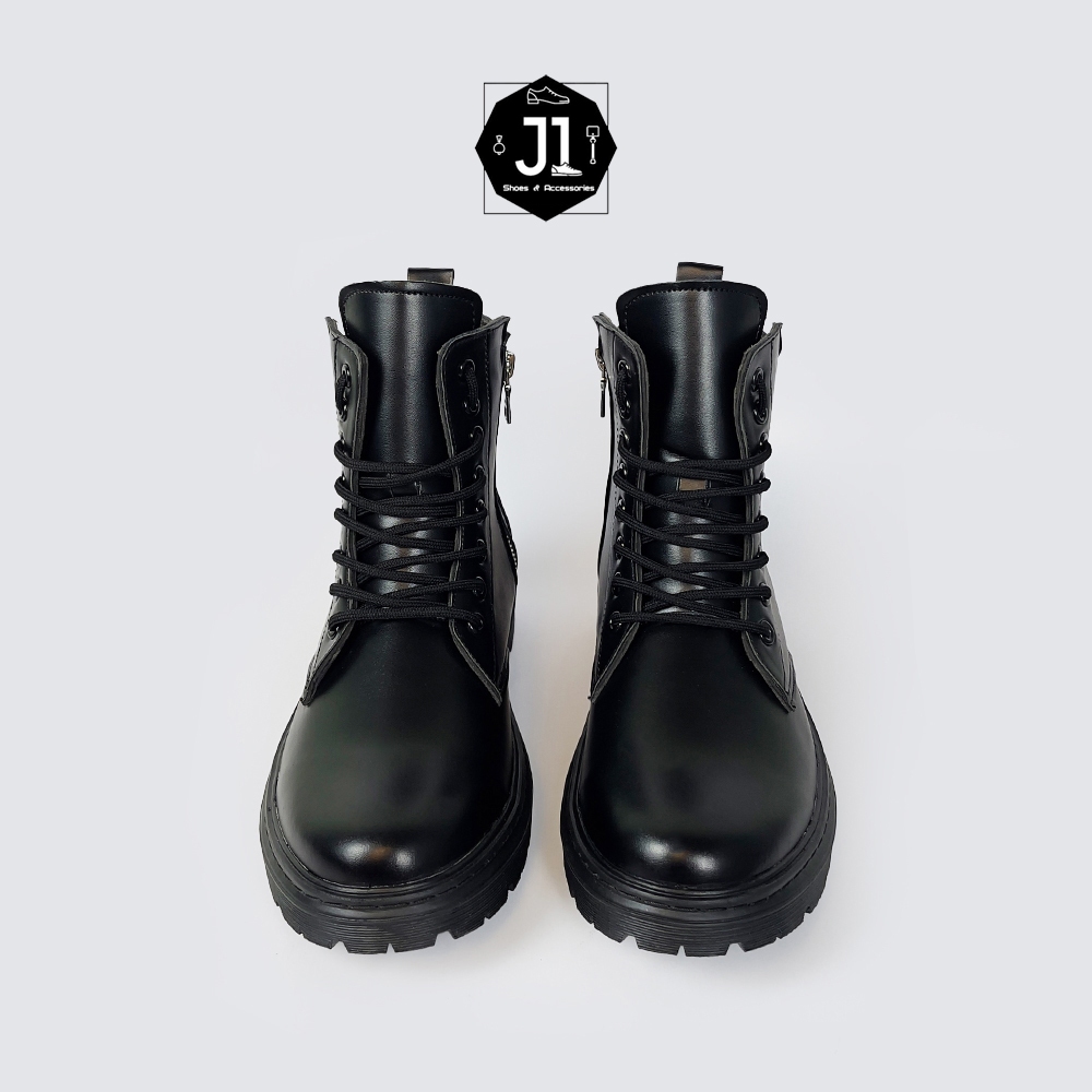 Giày Zip Boot DZ01 Dáng Hàn Da Nguyên Tấm J1, GIày Đốc Nam Nữ Đế Tăng Chiều Cao 5cm Full Size 36-43