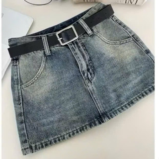  TIENSTYLE - Chân Váy Jean Nữ Dáng Ngắn Màu Xanh Bụi Rêu Phom A Có Lót Quần Chân váy jean Bigsize 