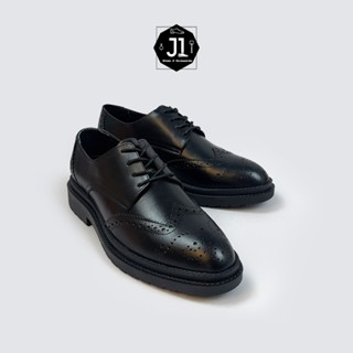 Giày Tây Nam Deby Wingtip Da Bò Nappa J1, Giày Derby Nam Đế Cao Su Tăng Chiều Cao 4.5cm