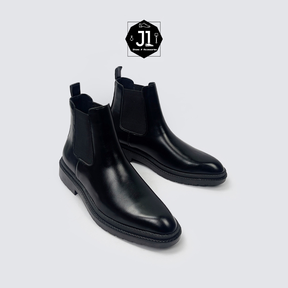 Giày Chunky Chelsea Boot Da Nguyên Tấm J1, Chelsea Boot Đế Cao Su Tăng Chiều Cao 4cm