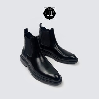 Giày Chunky Chelsea Boot Da Nguyên Tấm J1, Chelsea Boot Đế Cao Su Tăng Chiều Cao 4cm