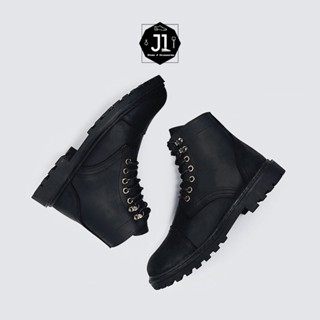 Giày Combat Boot Da Bò Sáp Iron Black J1,Giày Boot Nam Đế Cao Su Bảo Hành 12 Tháng