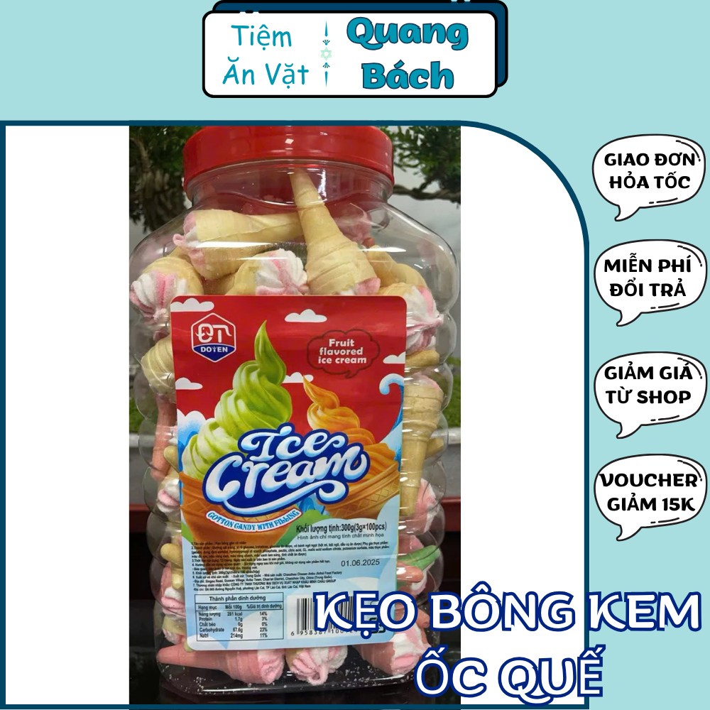 HŨ 100 KẸO DẺO KEM ỐC QUẾ DOTEN VIỆT NAM/ KẸO BÔNG ỐC QUẾ/ KẸO DẺO KEM ỐC QUẾ NHIỀU VỊ