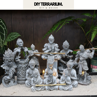 Tượng Ngộ Không Ngồi Thiền (Tặng Gậy) Giả Đá Trang Trí Tiểu Cảnh Cao - 14.5cm