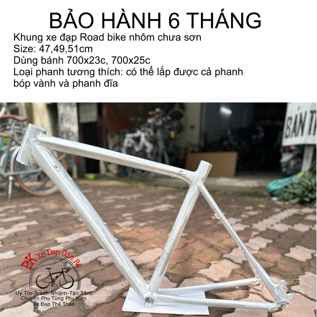 Khung sườn nhôm xe đạp đua ( Road bike ), Sườn nhôm mộc chưa sơn cho xe đạp đua, Khung nhôm 700c
