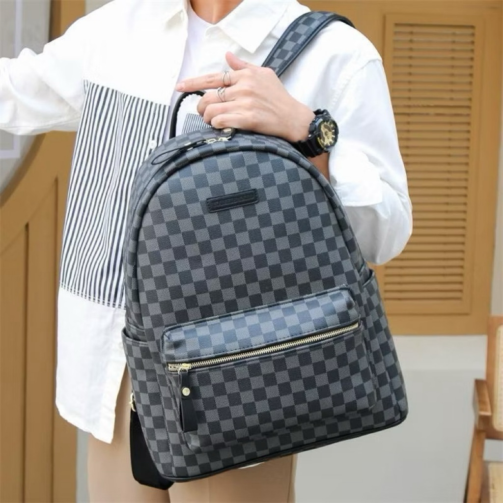 Balo Da Hoạ Tiết Caro Size 40 Có Thể Đựng Sách Tiếng Anh To A4 Át Lát Thích Hợp Cho Học Sinh Sinh Vi