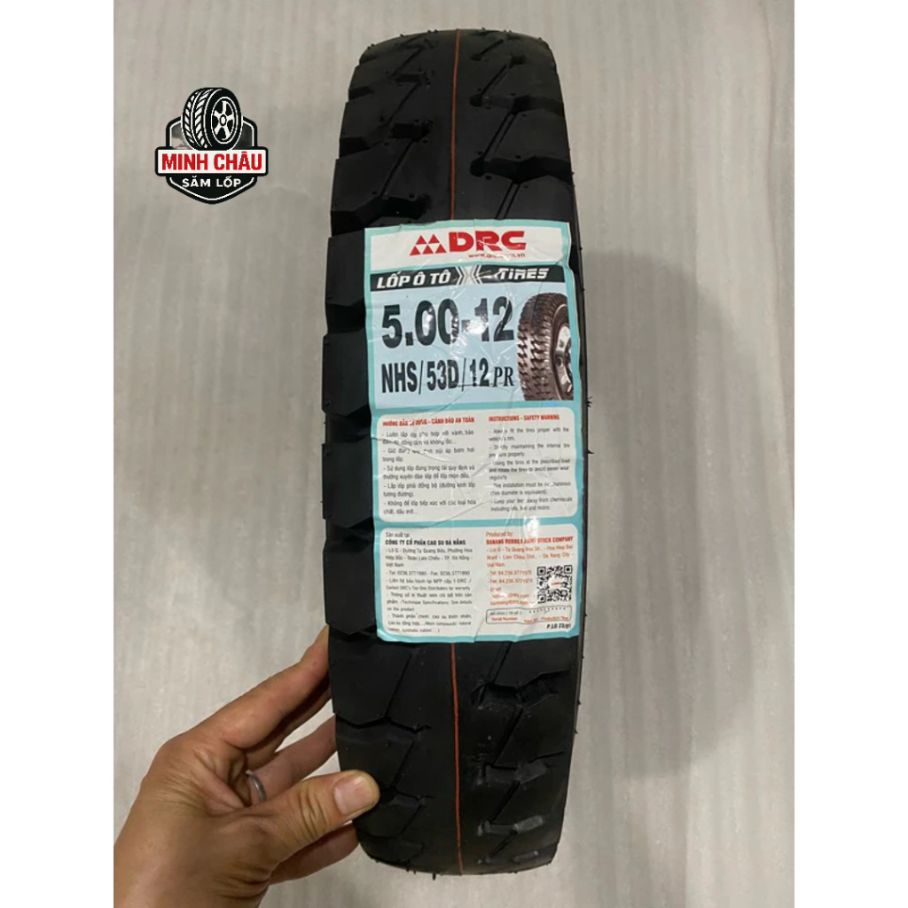Vỏ Lốp 500-12 DRC Chính Hãng – 12PR, 12 Lớp Bố, Gai Ngang Chịu Tải Nặng| SĂM LỐP MINH CHÂU