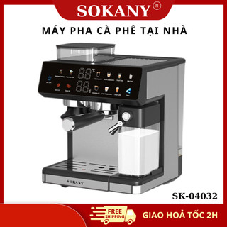  Máy pha cà phê gia đình SOKANY SK-04032 tự động xay hạt cà phê đánh sữa dễ dùng dễ vệ sinh tiết kiệm thời gian 