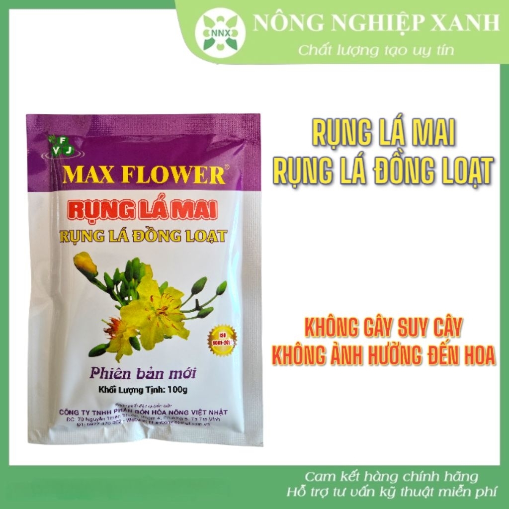 MAX FLOWER - RỤNG LÁ MAI gói 100gr - Phân Bón NPK giúp rụng lá Mai tự Nhiên (không suy cây, không ảnh hưởng hoa)
