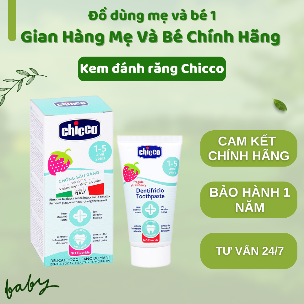 Kem đánh răng Chicco - 12M+ (hương dâu)
