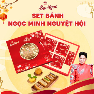   SET "NGỌC MINH NGUYỆT HỘI " - Mới 2025  Hộp 4 Bánh 1 Trà Trung Thu Bảo Ngọc Cao Cấp "NGỌC MINH NGUYỆT HỘI"  80g Bánh  