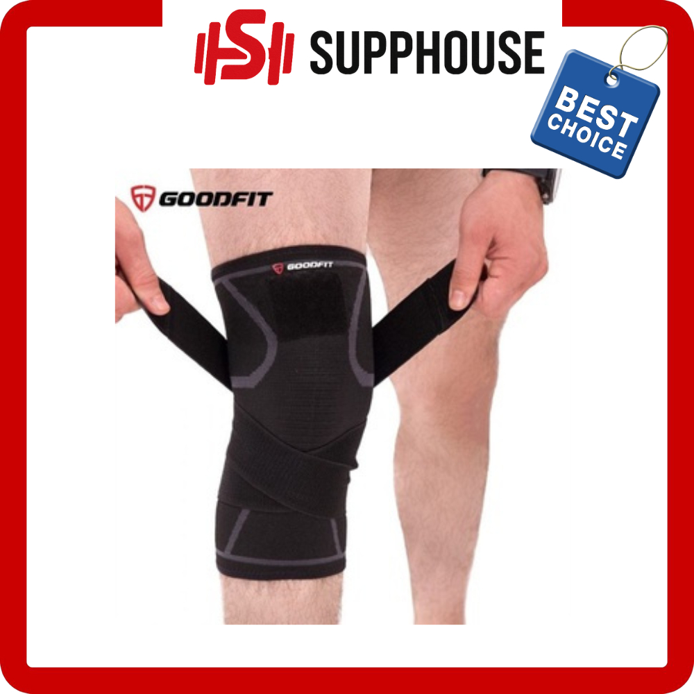 Bó gối thể thao GoodFit 2 trong 1 GF511K (1 chiếc) Bó gối, băng gối thể thao GoodFit dày dặn co giãn