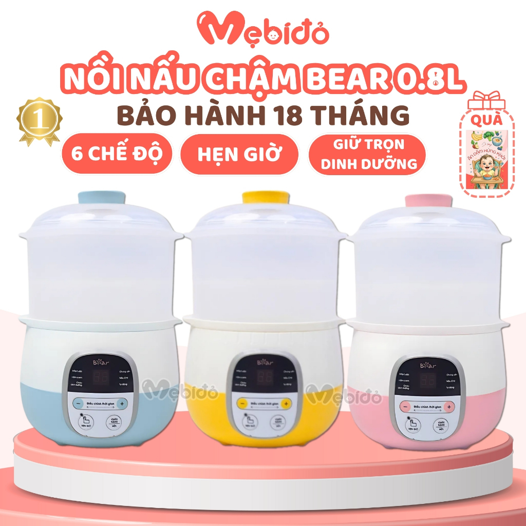 Nồi Nấu Chậm 0,8L Bear Và Misan 1L Chính Hãng Nấu Cháo Hầm Hấp Nồi Chưng Yến Giữ Trọn Dinh Dưỡng Shop Mẹ Bí Đỏ