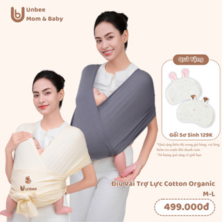  Địu vải cho bé sơ sinh UNBEE Cotton Organic 0-24 tháng - địu em bé sơ sinh trợ lực chống gù 