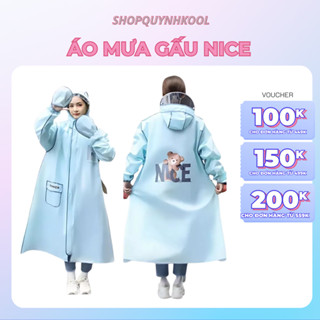 Áo Mưa Thời Trang Gấu Nice DIDOOGLT Kèm Kính Chắn Mưa 1 Người Tiện Lợi