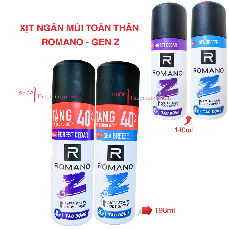 Xịt Khử Mùi Toàn Thân Romano GenZ Hương Sea Breeze/ Forest Cedar