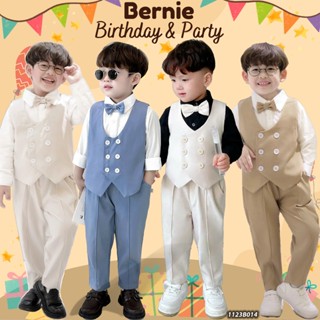 Bộ vest nơ bé trai 4 chi tiết Bernie - Set gile quần áo dài kèm nơ - Bộ công tử bé trai Hàn Quốc cho bé 9-23kg- 1123B014