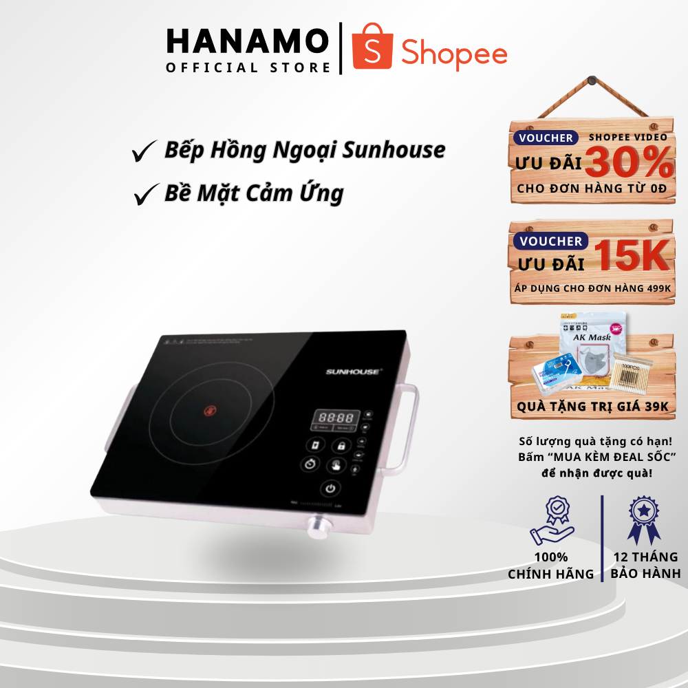 (TẶNG XOONG) Bếp Hồng Ngoại Sunhouse SHD6017 Cảm Ứng,Bếp hồng Ngoại Sunhouse Hàng chính hãng