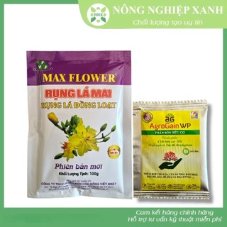 MAX FLOWER - RỤNG LÁ MAI gói 100gr - Phân Bón NPK giúp rụng lá Mai tự Nhiên (không suy cây, không ảnh hưởng hoa)