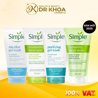 Sữa Rửa Mặt Simple Refreshing, Purifyinng Facial Wash Gel Giảm Mụn, Sạch Sâu 150ml