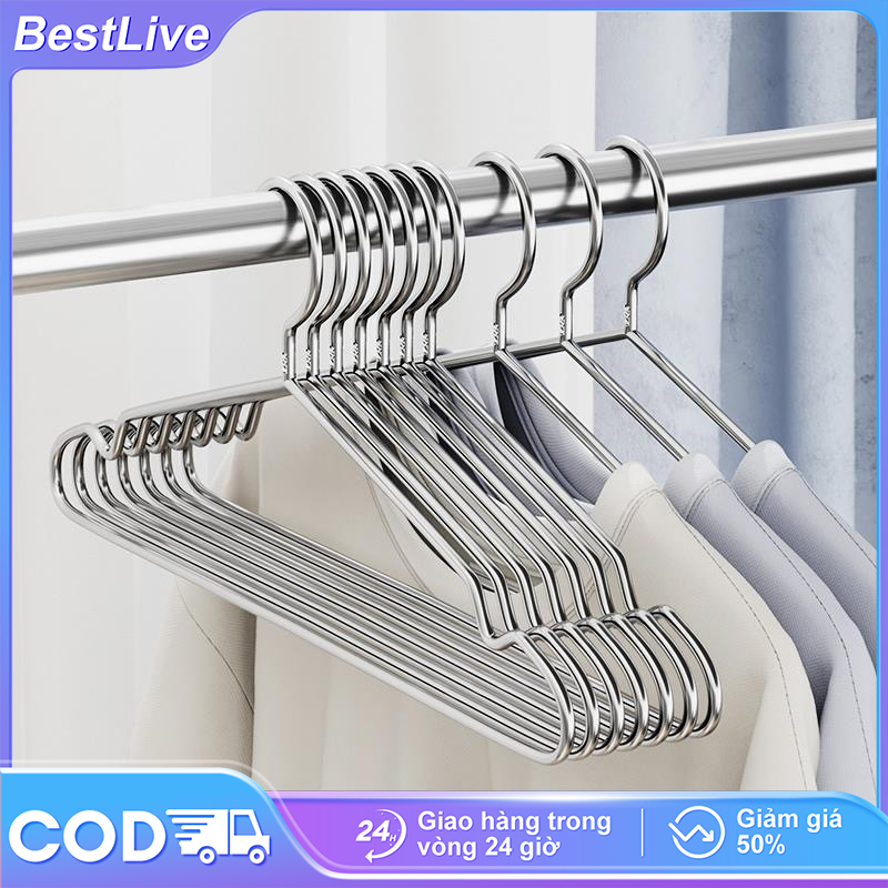 𝗕𝗲𝘀𝘁𝗟𝗶𝘃𝗲 【Bộ 10 】Móc treo áo inox 304 Móc Treo Quần Áo Chống mưa và chống gỉ Móc phơi đồ Chất lượng 