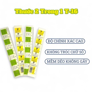  COMBO 5 CÂY Thước Kẻ Nhựa cứng 15cm WinQ T-16 in bảng cửu chương và công thức toán 