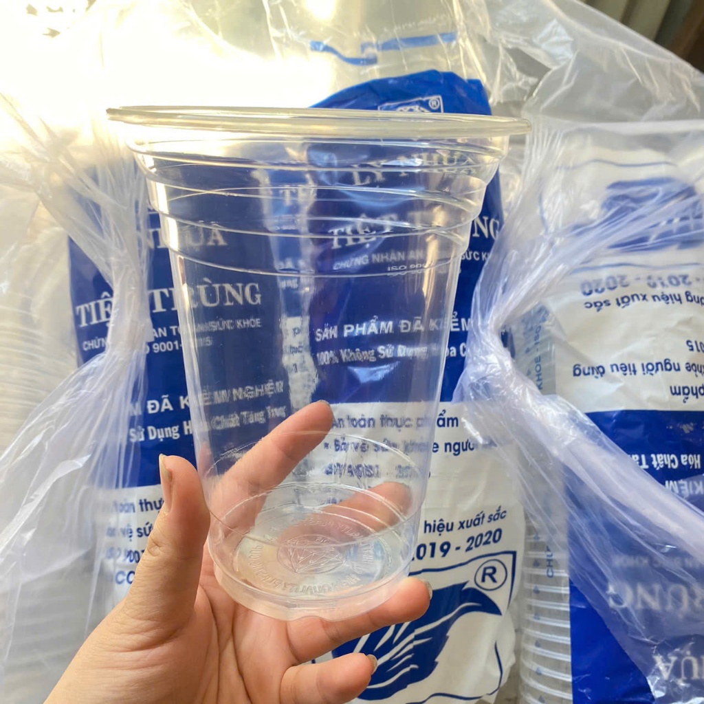 50 Ly nhựa 800ml thiếu đựng trà tắc mía dừa , ly nhựa PP đáy bằng