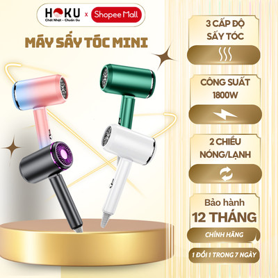 Máy Sấy Tóc Mini HOKU Tạo Kiểu Chuyên Nghiệp, 2 Chiều Nóng Lạnh, 3 Tốc Độ Gió, Công Suất 1800W-MST05