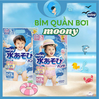  Tả Bỉm quần bơi Moony bé trai bé gái size L3 XL3 ngăn tràn hiệu quả cho bé 9kg-22kg 1 túi 3 miếng 