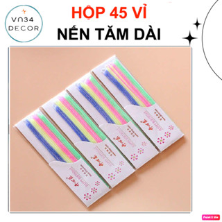  HỘP 45 NẾN DÀI sinh nhật nến que dài sinh trang trí bánh kem 