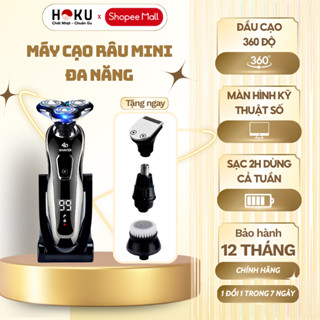 Máy Cạo Râu Mini HOKU Đa Năng 3 Lưỡi Kép, Màn Hình LED, Sạc Nhanh 2 Giờ, Chống Thấm Nước - MCR01