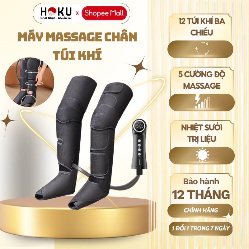 Máy Massage Chân HOKU Massage Đùi Bắp Chân, Nhiệt Sưởi Trị Liệu, Chườm Nóng, 5 Mức Độ Massage-MSC03