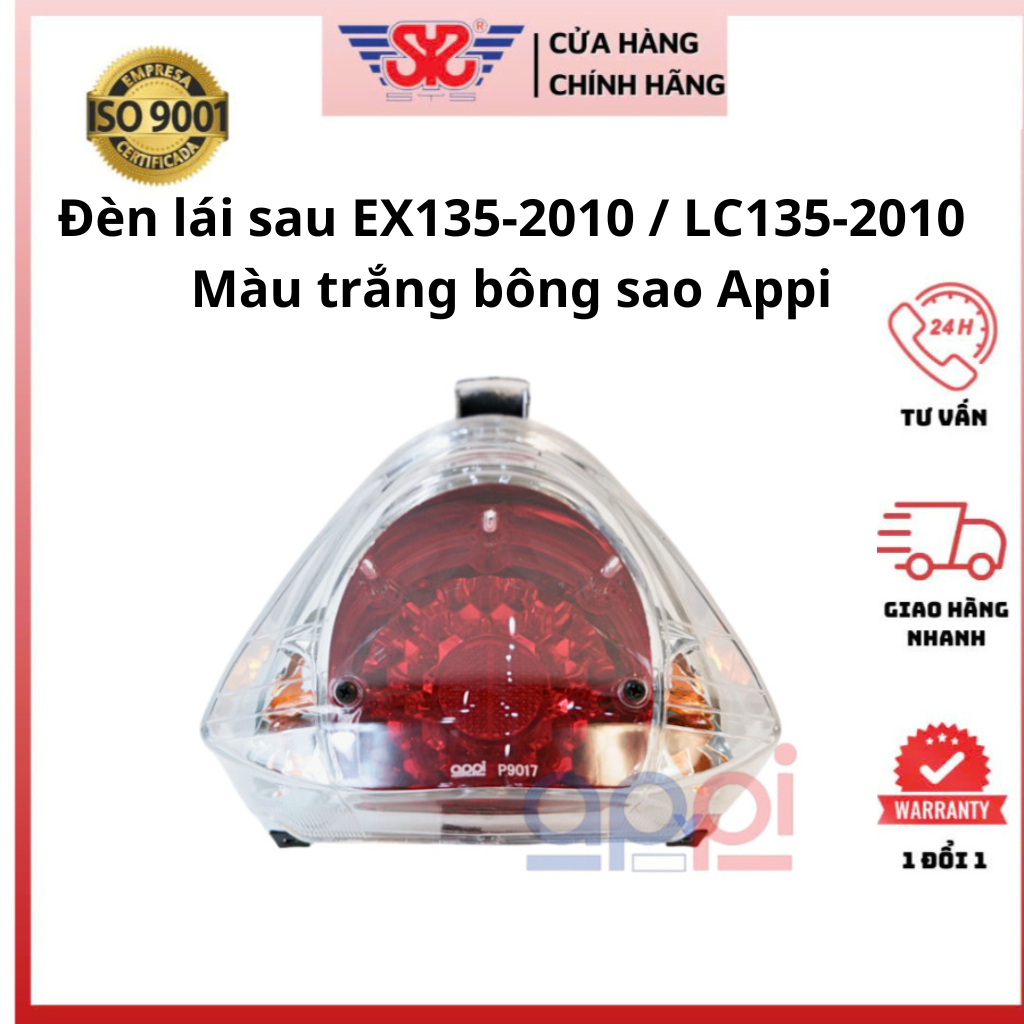 Đèn lái sau LC 135-2010 | Đèn hậu EX135 2010 trắng bông sao chính hãng APPi Malaysia 1S8