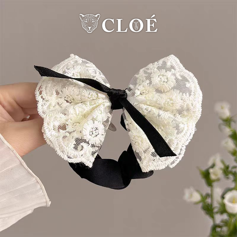 Dây cột tóc nữ thắt nơ vải ren phụ kiện tóc Cloe Accessories dây buộc tóc 10071